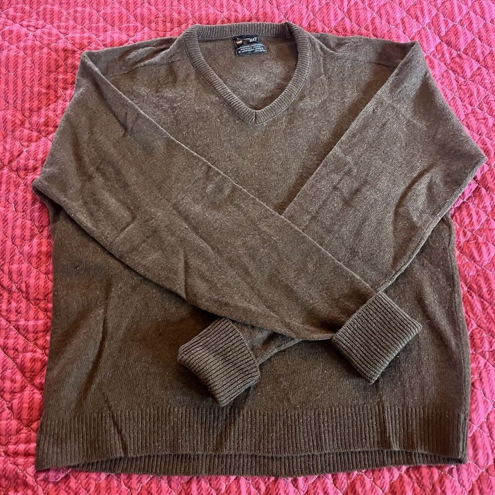 EUC Vintage Pennys Towncraft 100% Lambswool Sweater Mens Large Grandpa Brown